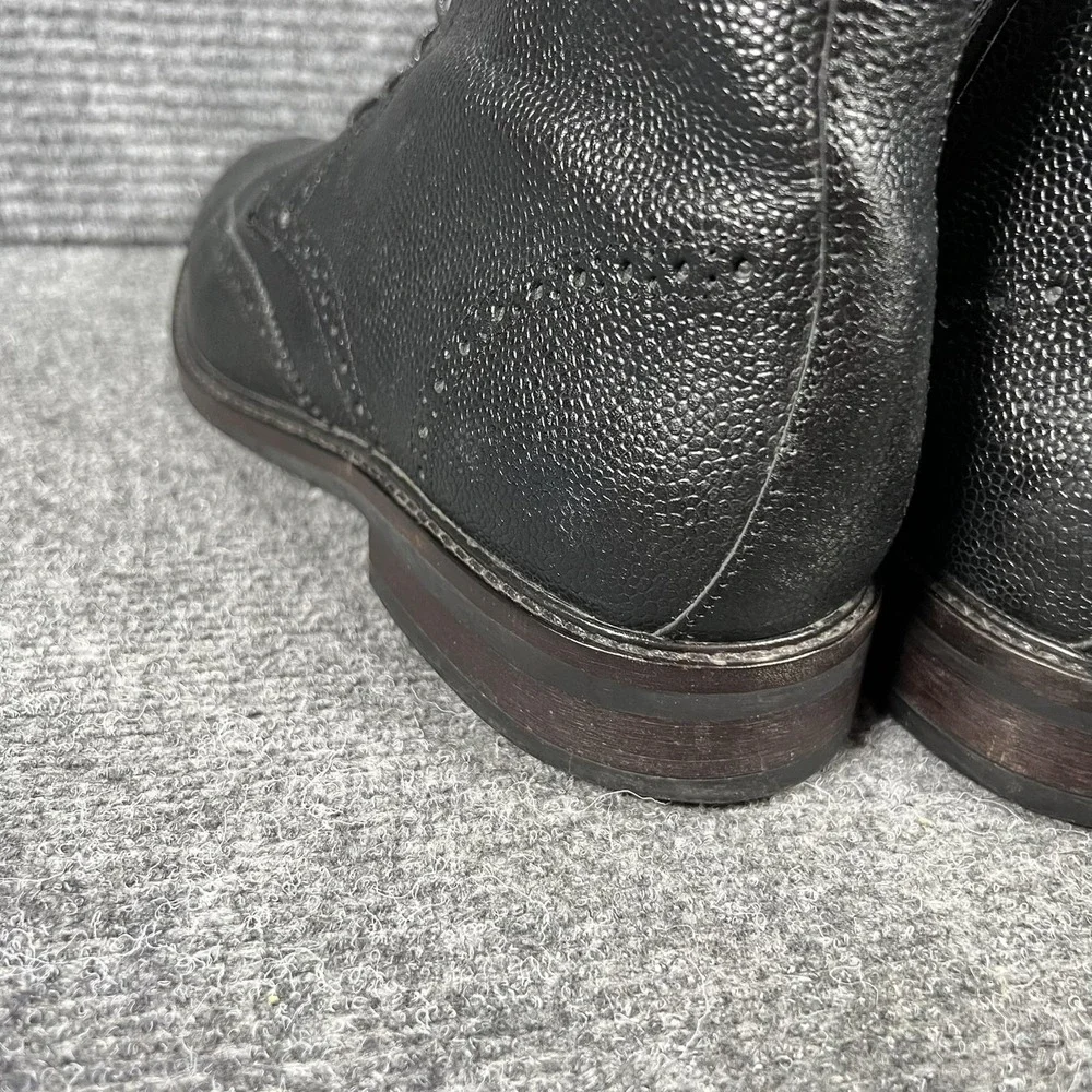 Massimo Dutti Boots Mens Size 44 Black Leather‎ Brogue Zip Combat 7006/322/800